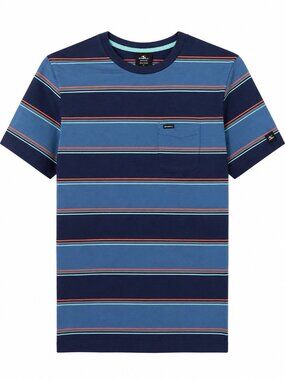 O'Neill Youth XL 14/16 T-Shirt Blue Striped Cotton Pocket Tee NWOT